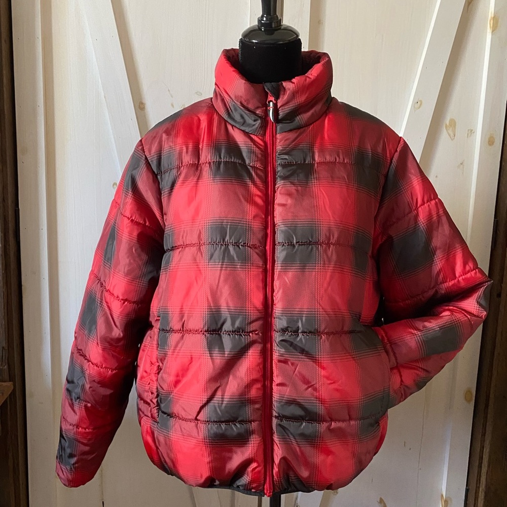 Universal Thread Plaid Puffer Coat - image 1